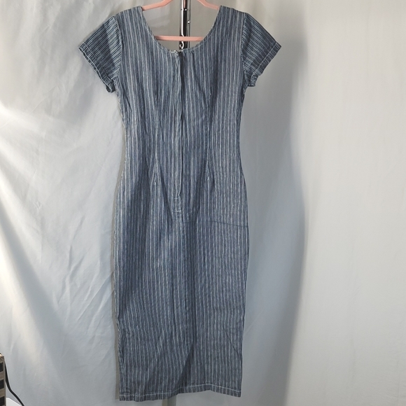 Vintage Switch Striped Denim Maxi Dress, women's size 5 - Picture 2 of 6
